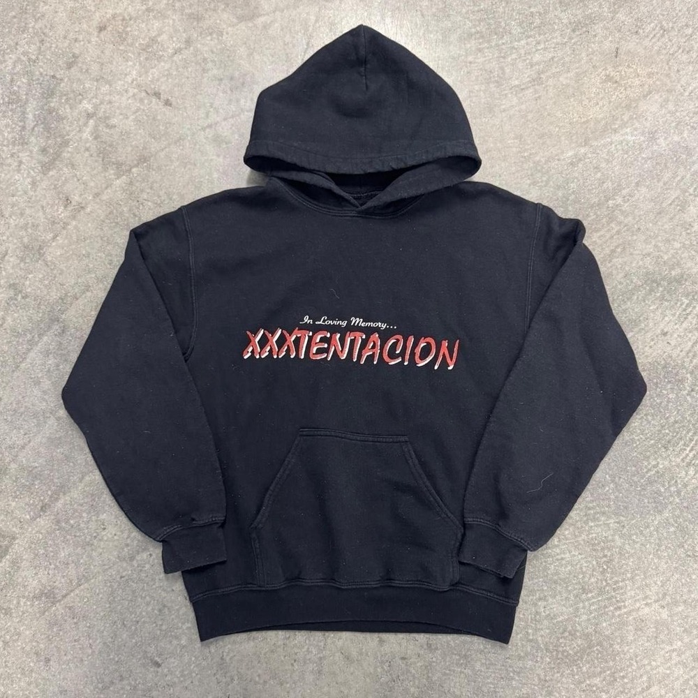 Men's XXXTENTACION In Loving Memory Hoodie Black Pullover Sweatshirt Small